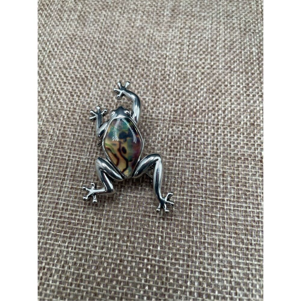 Abalone Frog Pin & or Pendant Sterling Silver 50x25mm 2x1 inches